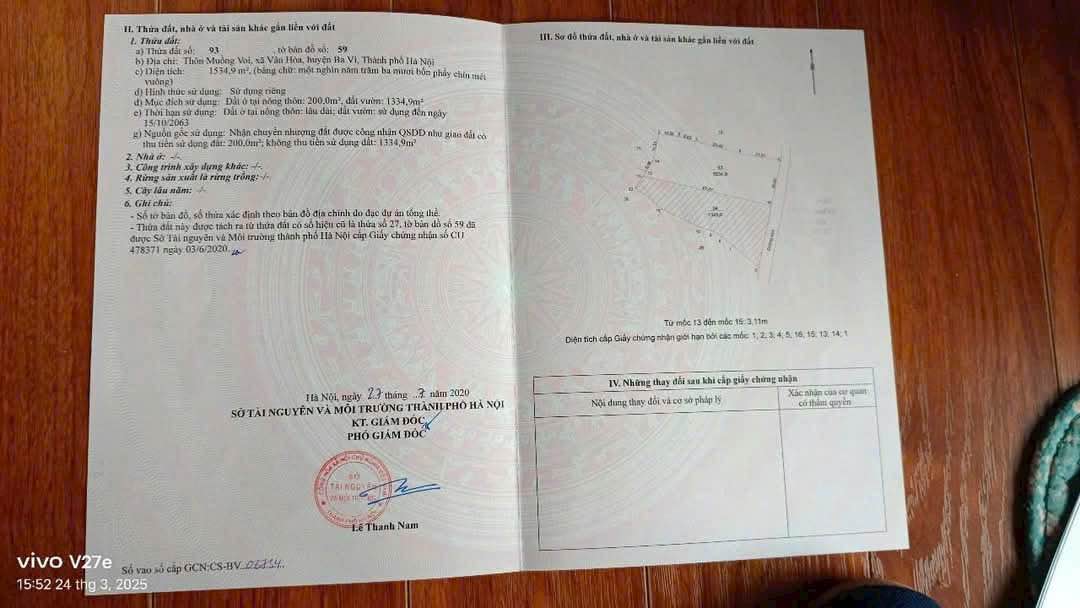 Đất nghỉ dưỡng Vân Hòa 1534m² giá thỏa thuận - View núi thơ mộng!