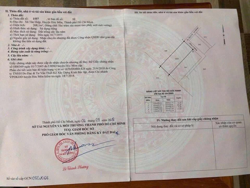 Đất Tân Hiệp Hóc Môn 270m² giá 2.65 tỷ - Mặt tiền đường xe tải thuận lợi!