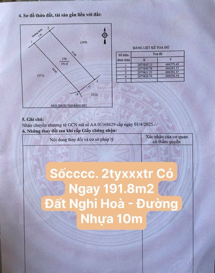 Đất Nghi Hòa Cửa Lò 191m² giá 2.9 tỷ - Đường nhựa 10m, tiện lợi giao thông!