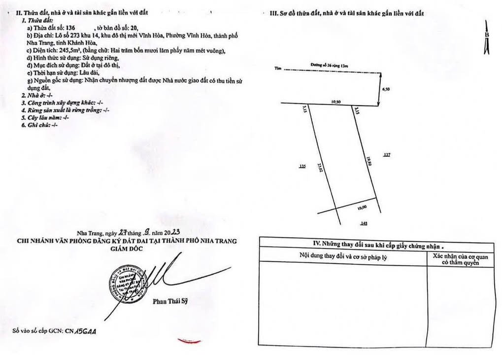 Đất nền Vĩnh Hòa Nha Trang 245,5m² giá 11,98 tỷ - Cơ hội đầu tư hiếm có!