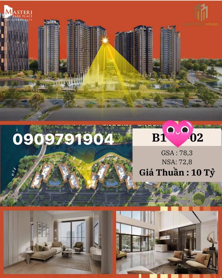 Căn hộ Masteri Park Place Quận 2 78m² giá 10.065 tỷ - View sông thoáng mát!