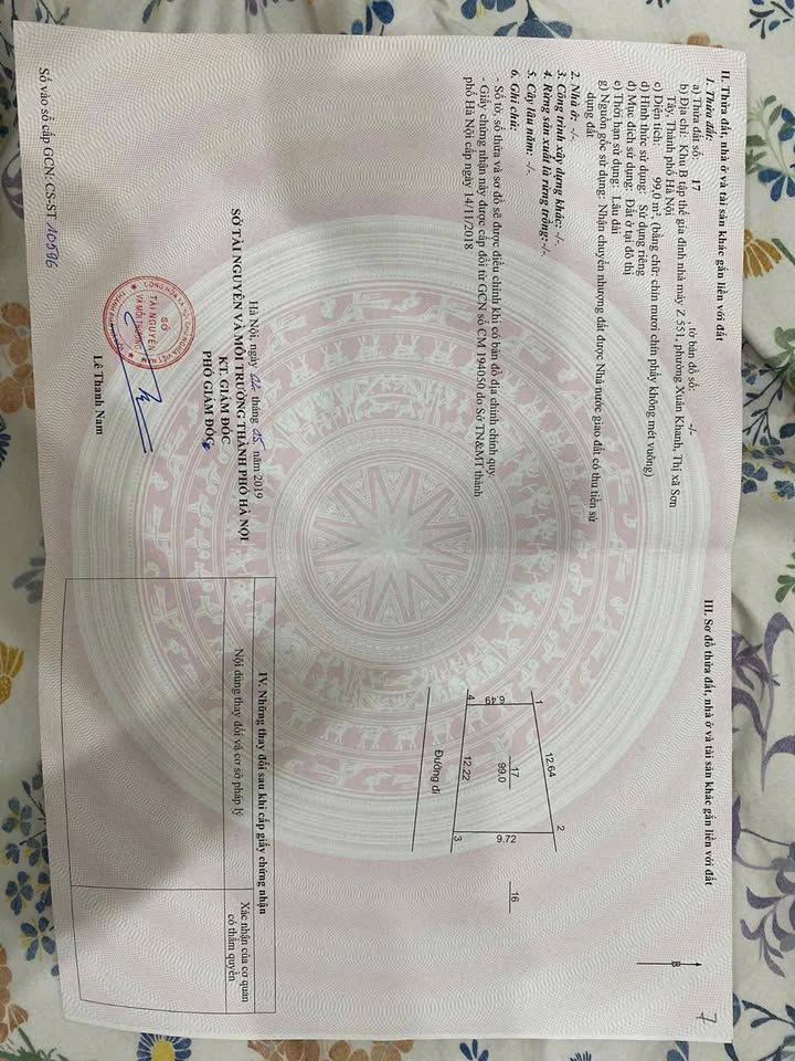 Đất thổ cư 99m² phường Tùng Thiện, Sơn Tây - Giá chỉ 2 tỷ, vị trí đắc địa!