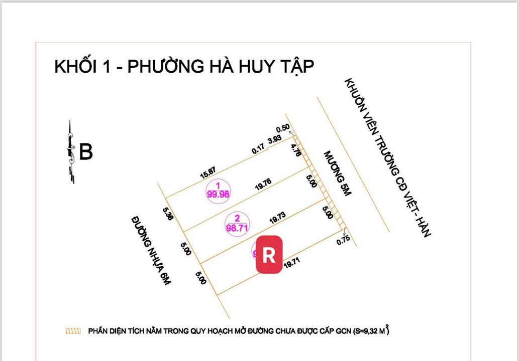 Đất lô đẹp tại lối 2 Hồ Tông Thốc, Vinh 98m² giá 4 tỷ - Đầu tư sinh lời ngay!