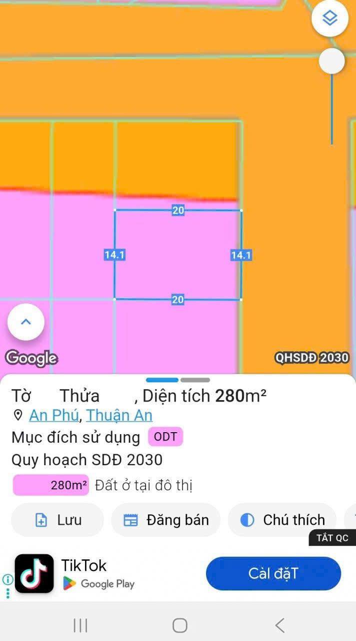 Lô đất FrontHouse 280m² tại An Phú, Thuận An - Kinh doanh sầm uất, giá chỉ 10.5 tỷ!