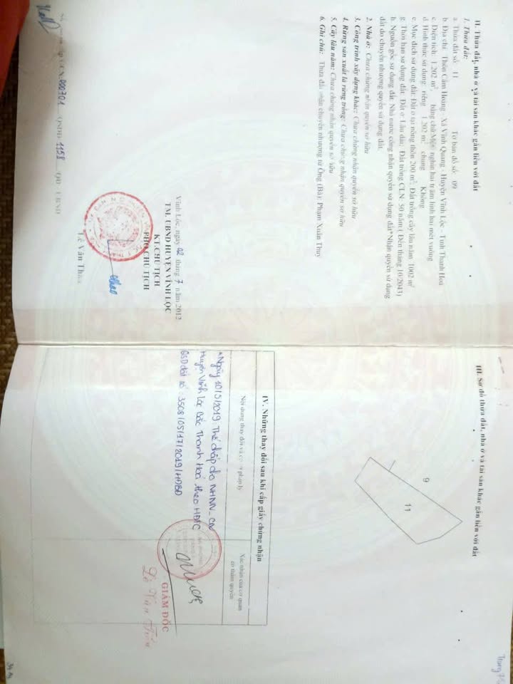 Đất nền Vĩnh Quang, Vĩnh Lộc, Thanh Hóa 1200m² - Chính chủ cần bán gấp!