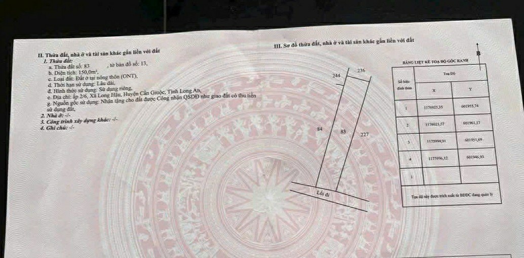 Đất thổ cư Long Hậu 150m² giá 670 triệu - Sổ đỏ chính chủ