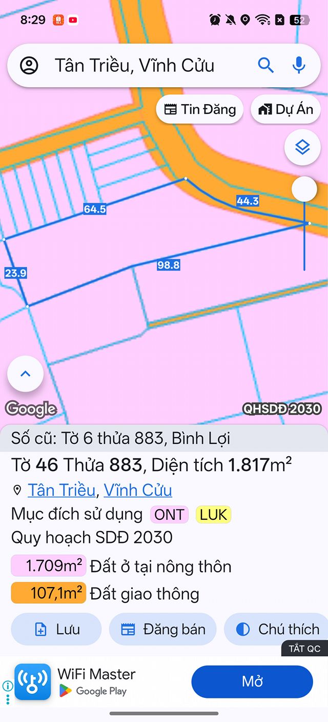 Lô đất Tân Triều, Biên Hòa 1800m² giá 6.5 tỷ - Đường ô tô vào tận nơi!