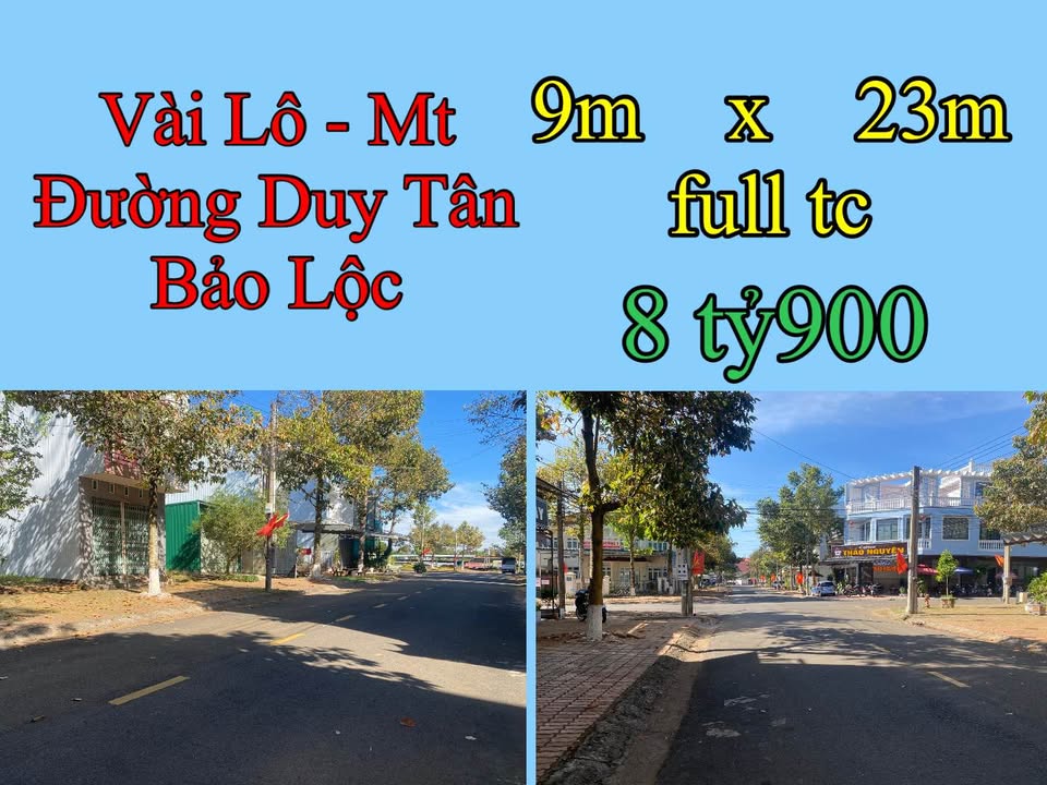 Đất mặt tiền Duy Tân Bảo Lộc 207m² giá 8.9 tỷ - Đầu tư sinh lời ngay!