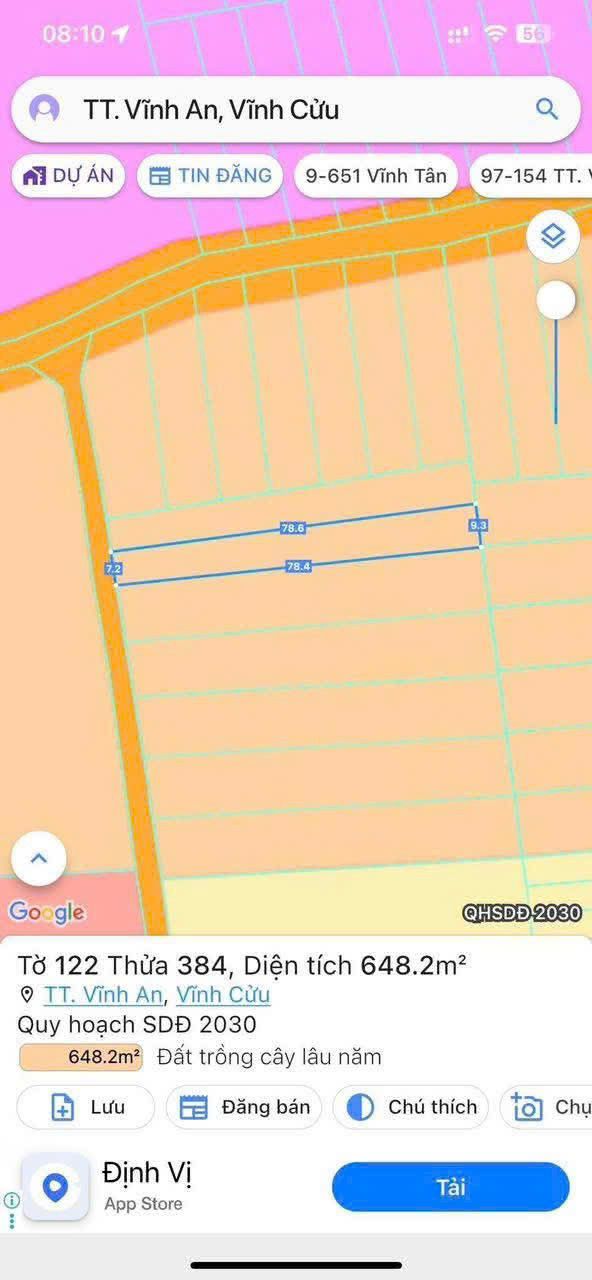 Đất nền 648m² tại Vĩnh An 2 - Giá chỉ 620 triệu, cơ hội đầu tư hấp dẫn!