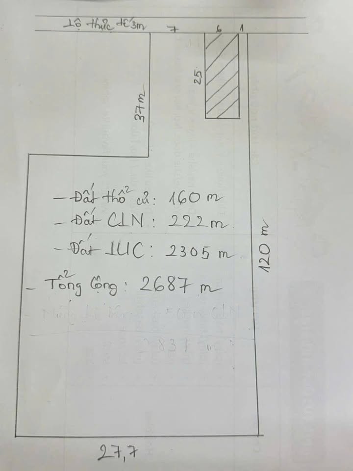 Lô đất 2.687m² tại Cái Răng, Cần Thơ - Giá chỉ 1.4 tỷ, phù hợp đầu tư nghỉ dưỡng!