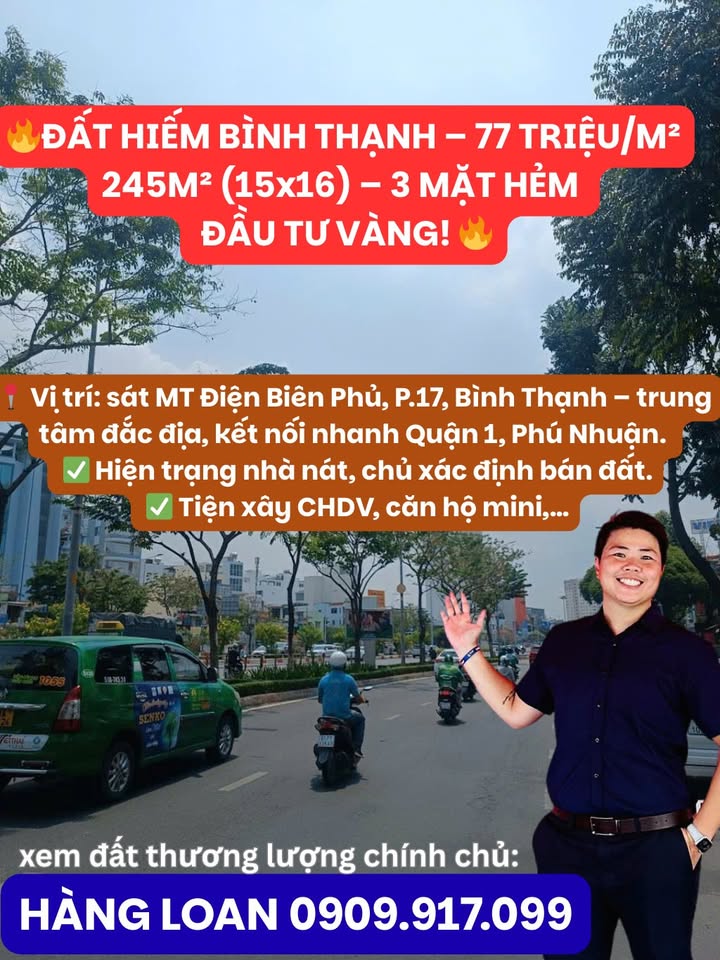 Đất nền Bình Thạnh 245m² giá 18.8 tỷ - Đầu tư vàng hiếm có!