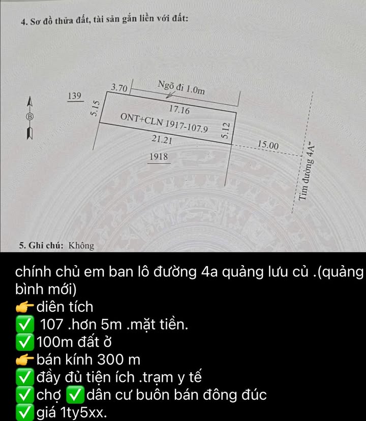 Đất nền Quảng Lưu 107m² giá 1.5 tỷ - Đầu tư sinh lời ngay!