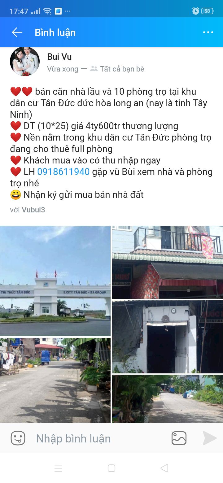 Nhà lầu và 10 phòng trọ tại khu dân cư Tân Đức, Đức Hòa - 250m², giá 4.6 tỷ - Đầu tư sinh lời ngay!