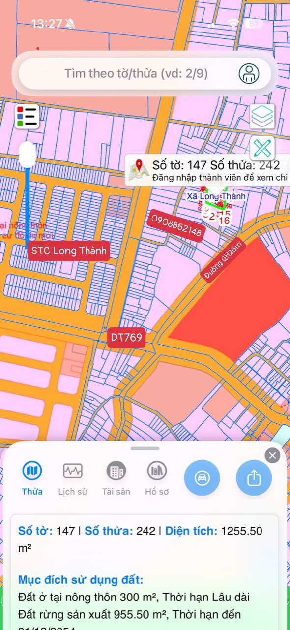 Đất thổ cư 1255m² mặt tiền ĐT769, giá 7.2 tỷ - Cơ hội kinh doanh tuyệt vời!