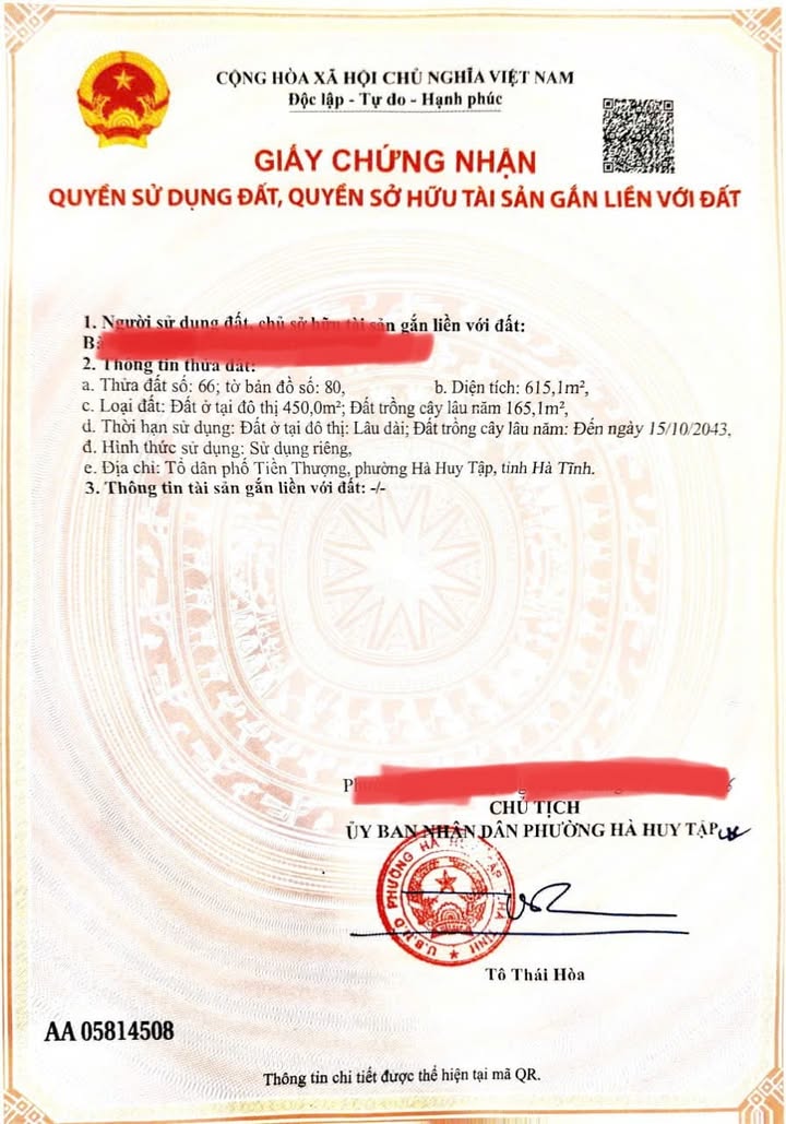 Đất nền phường Hà Huy Tập, 615m² chỉ 2.46 tỷ - Chia được 3 lô!