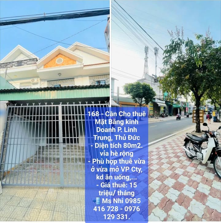 Mặt bằng kinh doanh cho thuê tại P. Linh Trung, Thủ Đức 80m² - Giá chỉ 15 triệu/tháng!