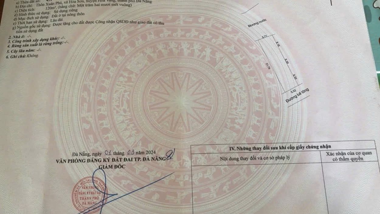 Đất kiệt ô tô 5m Hòa Sơn Hòa Khánh 120m² giá 1 tỷ - Cơ hội đầu tư tuyệt vời!