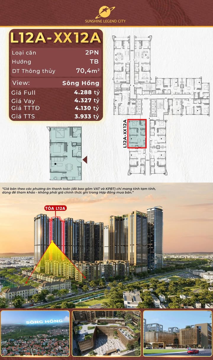 Căn hộ 2PN Sunshine City Bắc Từ Liêm 70m² giá 3.933 tỷ - Thiết kế hiện đại, view đẹp!