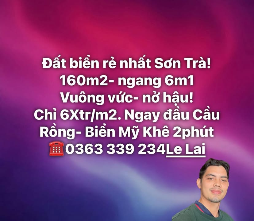 Đất biển Sơn Trà Đà Nẵng 160m² giá chỉ 6 triệu/m² - Cơ hội đầu tư tuyệt vời!