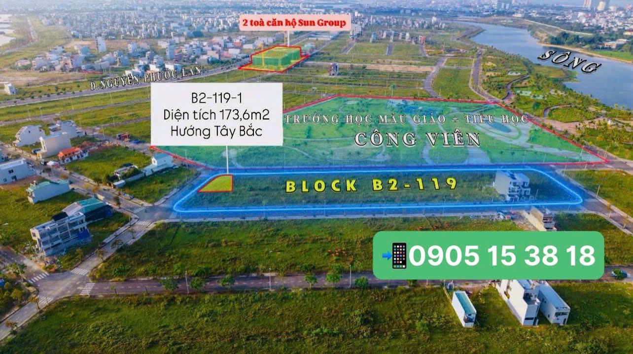 Đất nền góc Khu Nam Hoà Xuân 173.6m² và 184.4m² - Cơ hội đầu tư hấp dẫn!