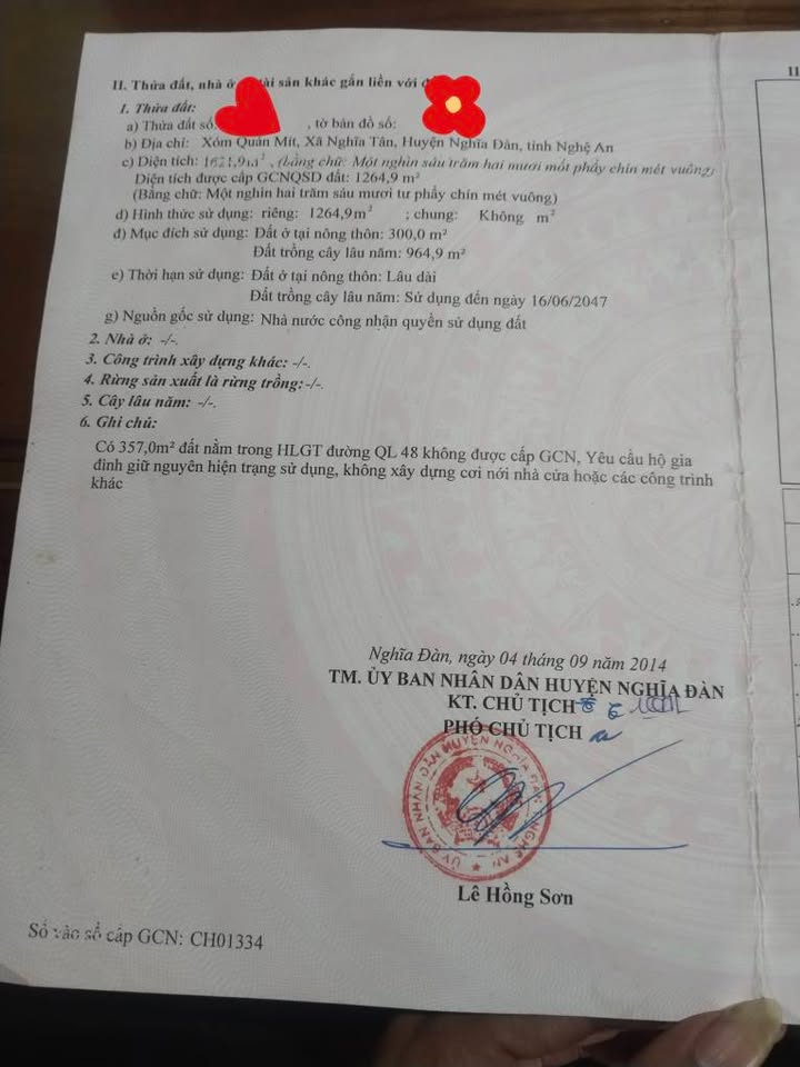Đất mặt tiền QL48 Nghĩa Tân 1264m² giá 6 tỷ - Pháp lý rõ ràng, chính chủ!