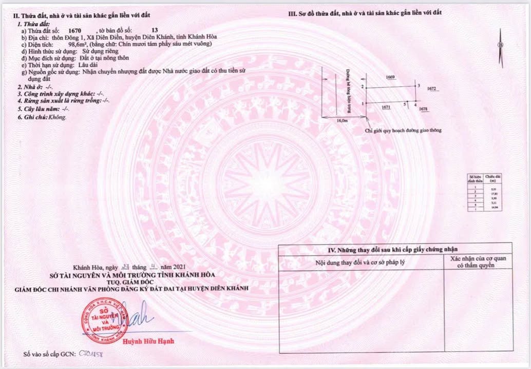 Đất nền Diên Điền - Diên Khánh 98.6m² giá 1.68 tỷ - Vị trí đắc địa, đầu tư sinh lời!