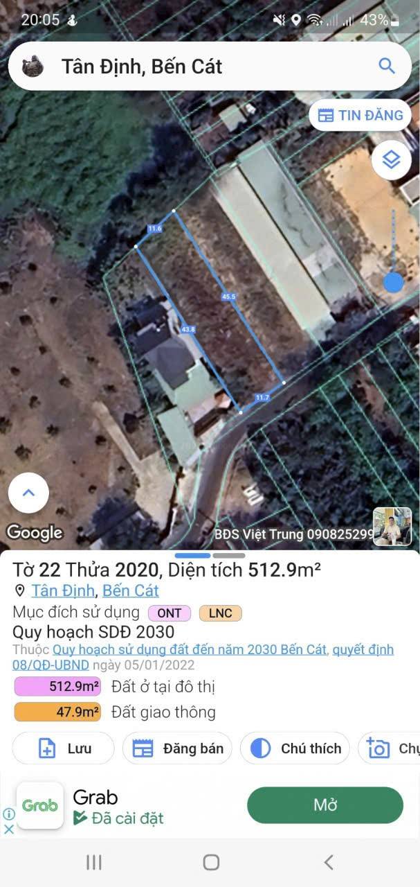 Đất Tân Định, Bến Cát 500m² giá 3.88 tỷ - Đầu tư sinh lời ngay!