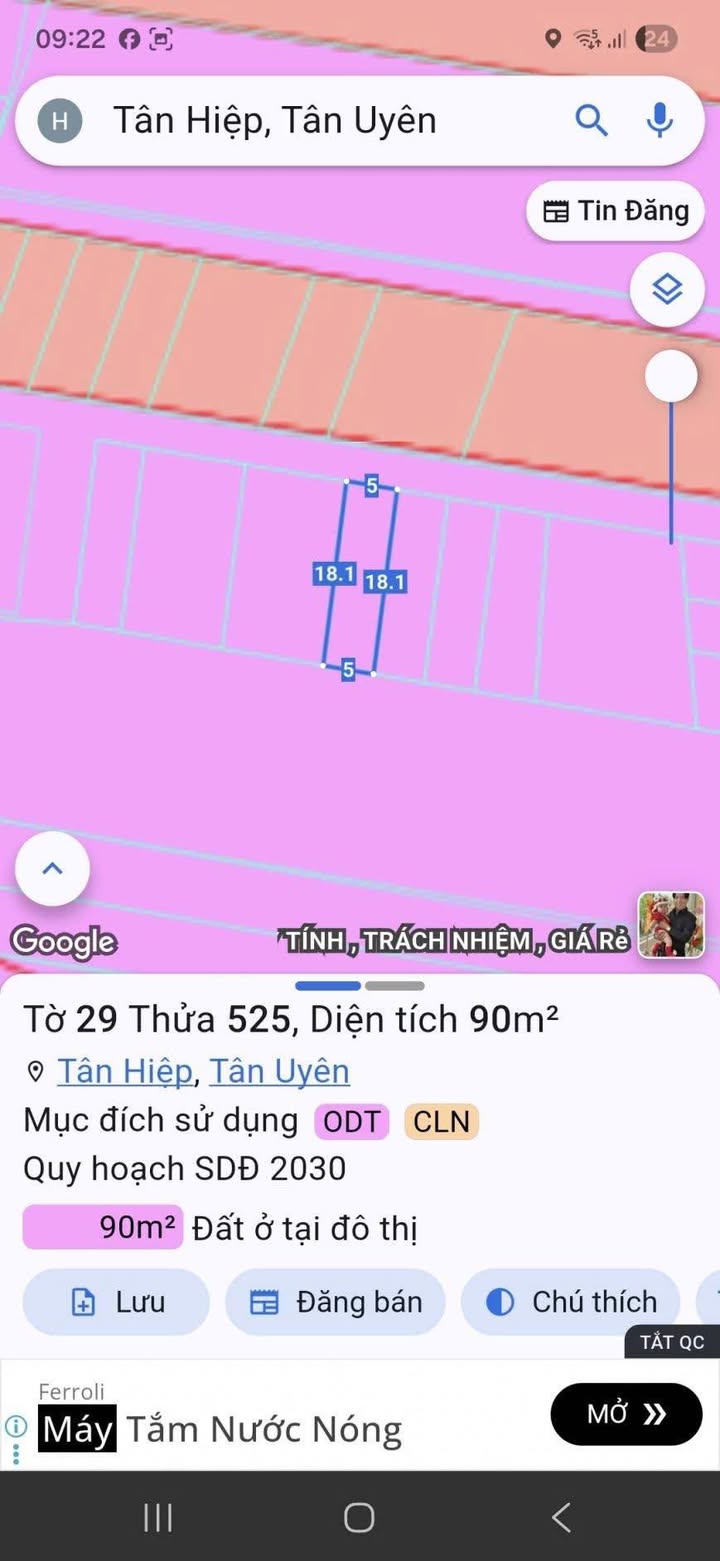 Đất thổ cư Tân Hiệp, Tân Uyên 90m² giá 1.55 tỷ - Đầu tư sinh lời ngay!