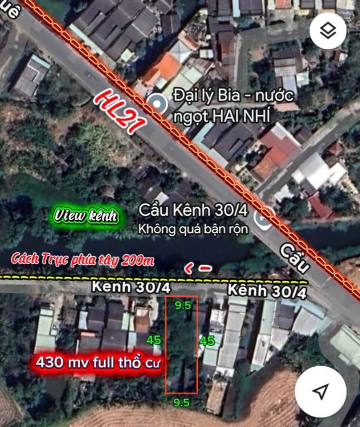 Đất thổ cư 430m² Cần Đước - Mặt tiền đường 30 tháng 04, giá chỉ 2.35 tỷ!