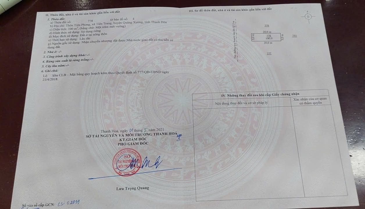 Đất nền Tiên Trang, Quảng Xương 100m² - Sổ đỏ chính chủ, vị trí đắc địa!