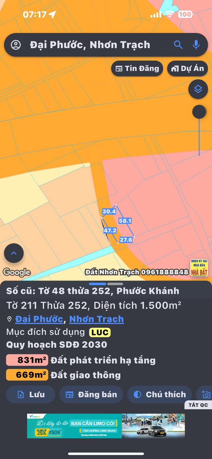 Đất nền Phước Khánh Nhơn Trạch 1500m² giá 540 triệu - Cơ hội đầu tư không thể bỏ lỡ!