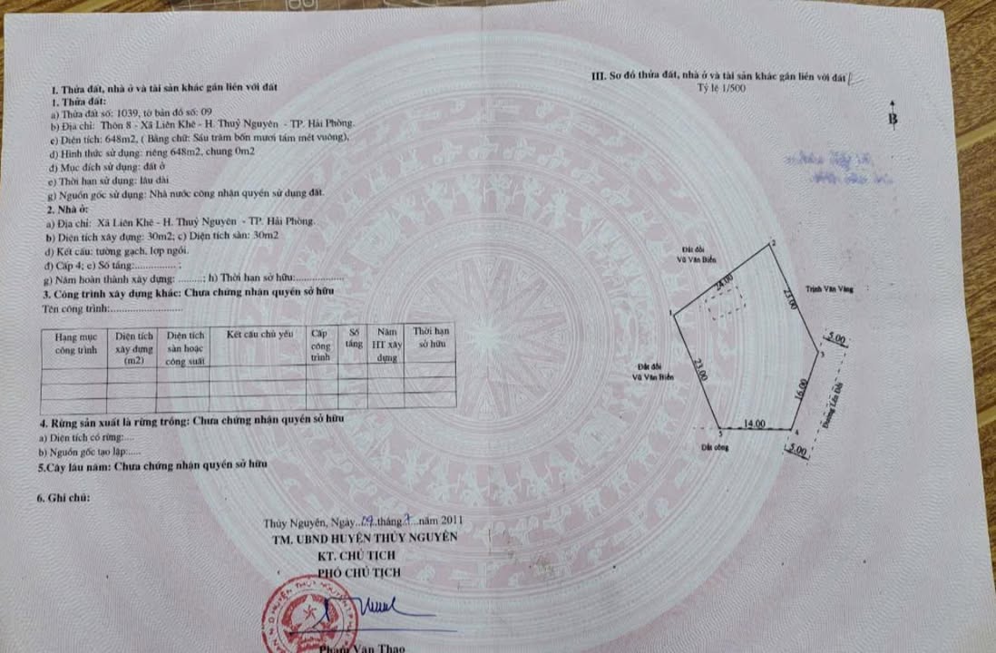 Đất nền thôn 8, xã Liên Khê, Thủy Nguyên 648m² - Giá chỉ 2.592 tỷ!