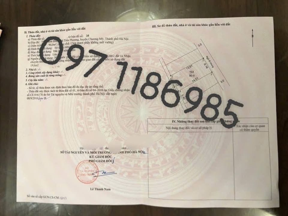 Đất thổ cư 90m² tại Tiên Phương, Chương Mỹ giá 2.95 tỷ - Vị trí đẹp, ô tô vào tận nơi!