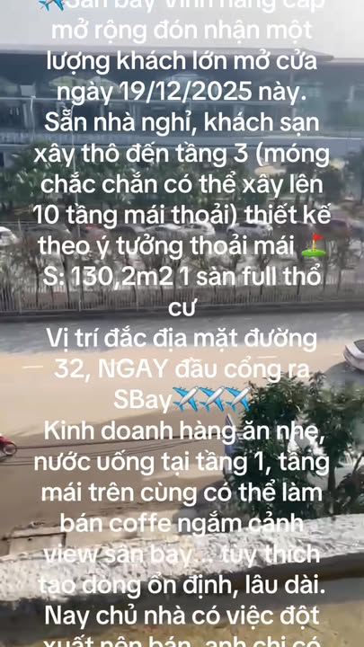 Nhà nghỉ mặt đường 32, Vinh 130m² giá 9.23 tỷ - Đầu tư sinh lời ngay cổng sân bay!