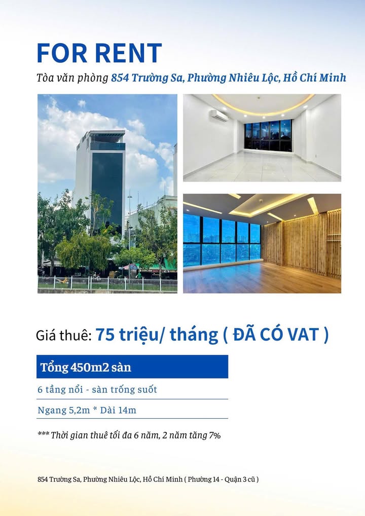 Tòa nhà văn phòng nguyên căn 854 Trường Sa, 450m² - Sẵn sàng cho thuê!