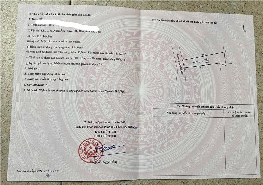 Đất nền xã Xuân Áng, huyện Hạ Hòa, 164m² - Giá chỉ 500 triệu, cơ hội đầu tư tốt!