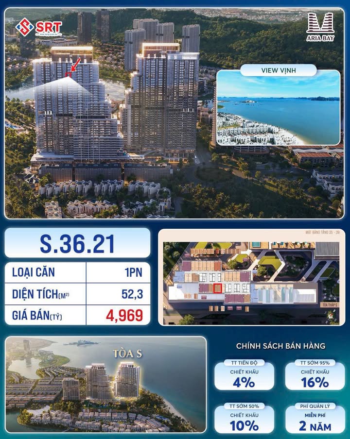 Căn hộ Aria Bay Hạ Long 52m² giá 4.969 tỷ - Không gian sống yên tĩnh, nghỉ dưỡng lý tưởng!