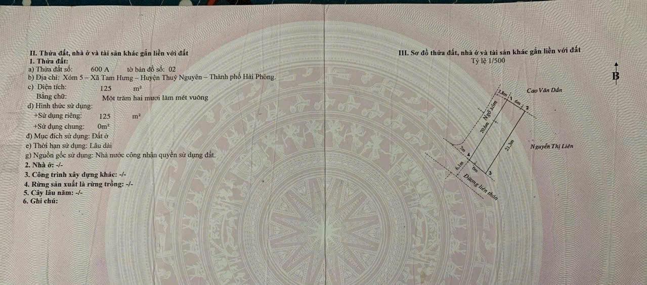 Nhà 2 tầng Tam Hưng Thủy Nguyên 125m² giá 2 tỷ - Sẵn sàng vào ở ngay!