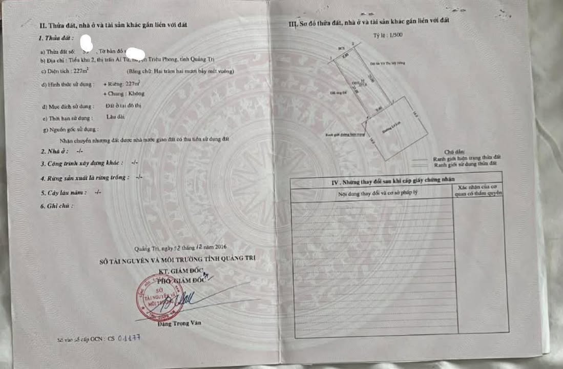 Đất nền Triệu Phong 225m² giá 1.6 tỷ - Vị trí đắc địa gần quốc lộ!