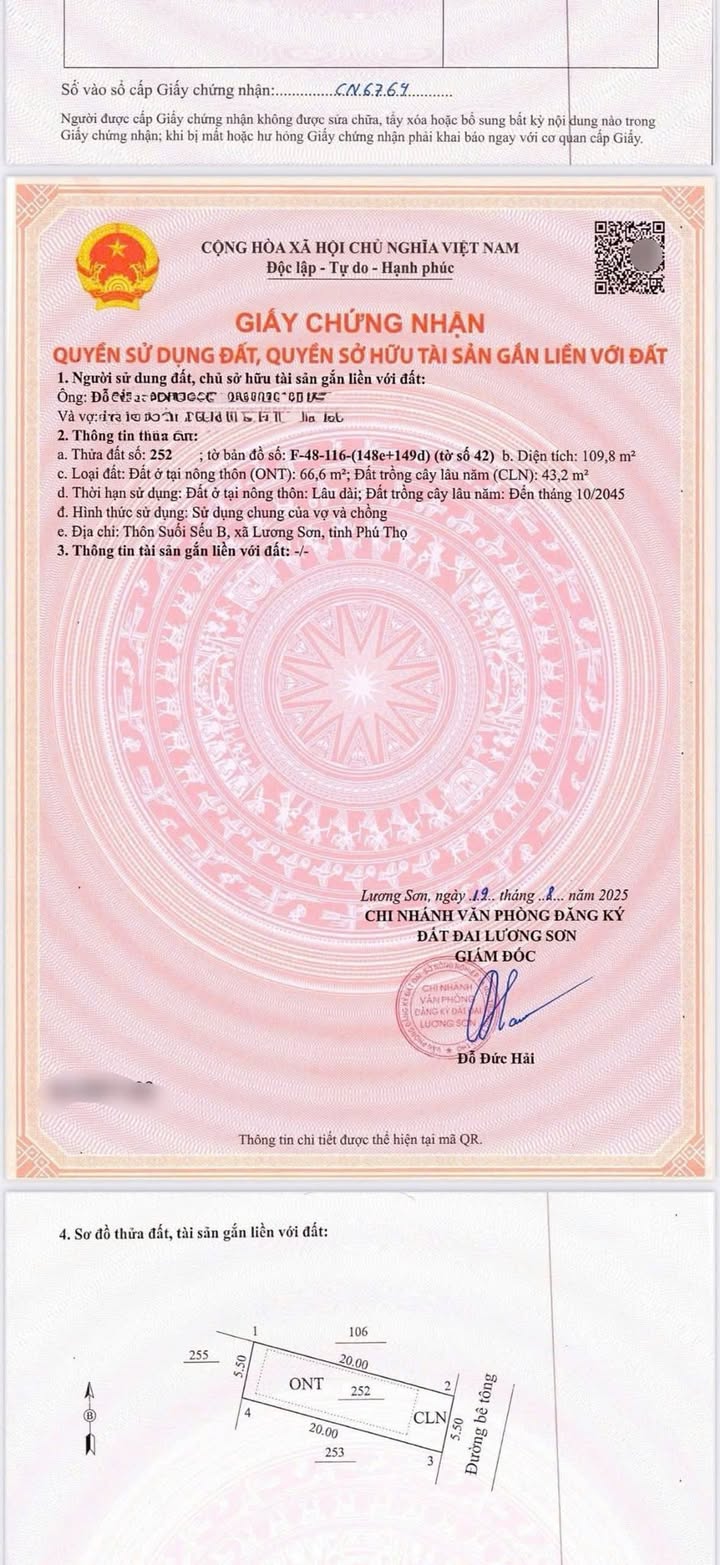 Đất Nền Nhuận Trạch 109.8m² giá 1 tỷ - Sổ đỏ chính chủ, pháp lý rõ ràng!