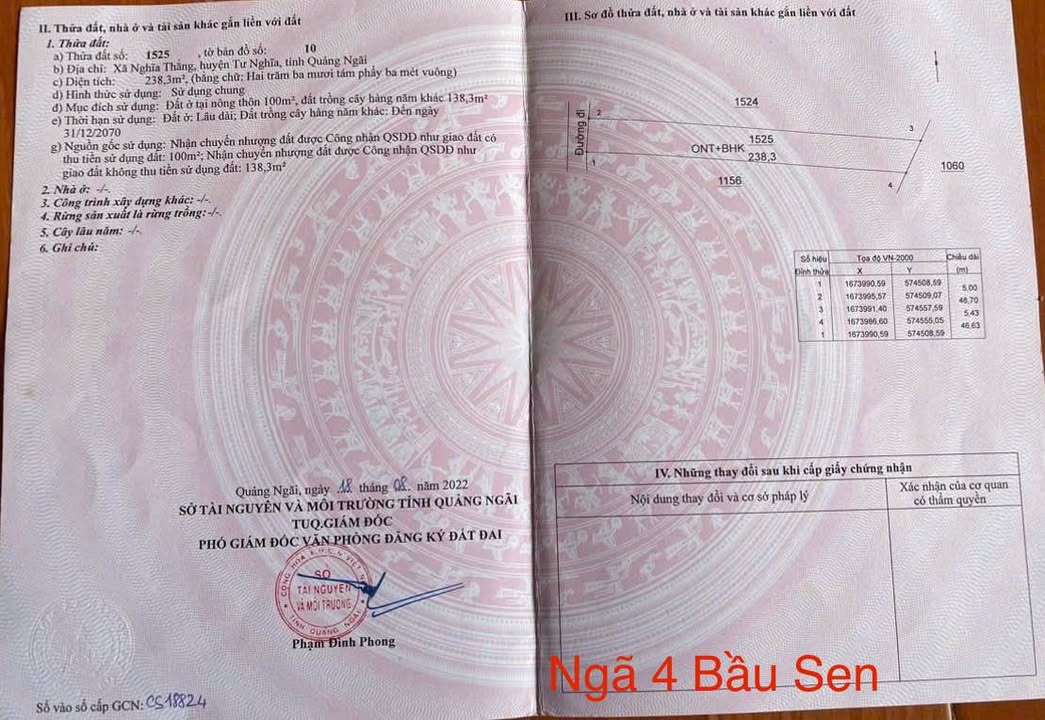 Đất Nghĩa Thắng, Tư Nghĩa 230m² chỉ 540 triệu - Hướng Tây, Nở hậu lý tưởng!