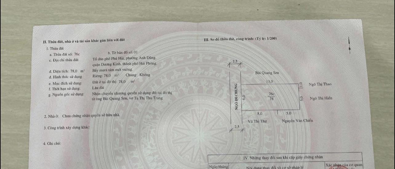 Bán đất Anh Dũng Dương Kinh 78m² giá 2 tỷ - Mặt tiền đẹp, ô tô vào tận nơi!