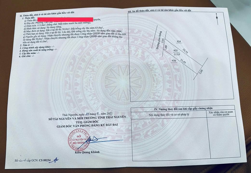 Đất nền phường Tân Lập Thái Nguyên 112.6m² giá 1.6 tỷ - Đầu tư sinh lời hấp dẫn!