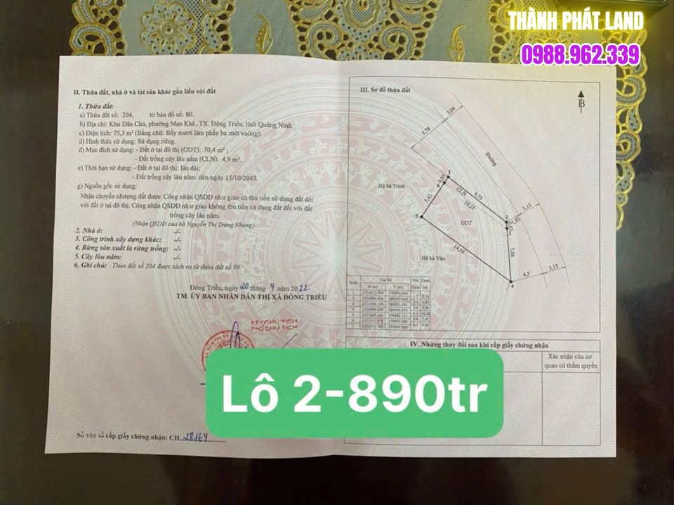 Đất mặt tiền Mạo Khê 80m² - Dễ xây dựng, giá tốt!