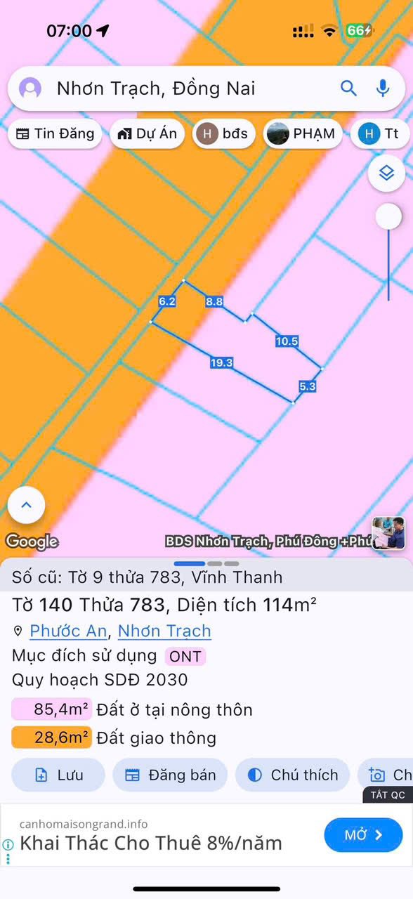 Đất nền Vĩnh Thanh Nhơn Trạch 114m² giá 1.7 tỷ - Sổ hồng chính chủ, thuận tiện giao thông!
