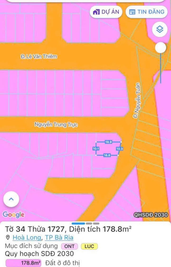 Đất nền phường Hòa Long Bà Rịa 179m² giá 2.28 tỷ - Đầu tư sinh lời ngay!