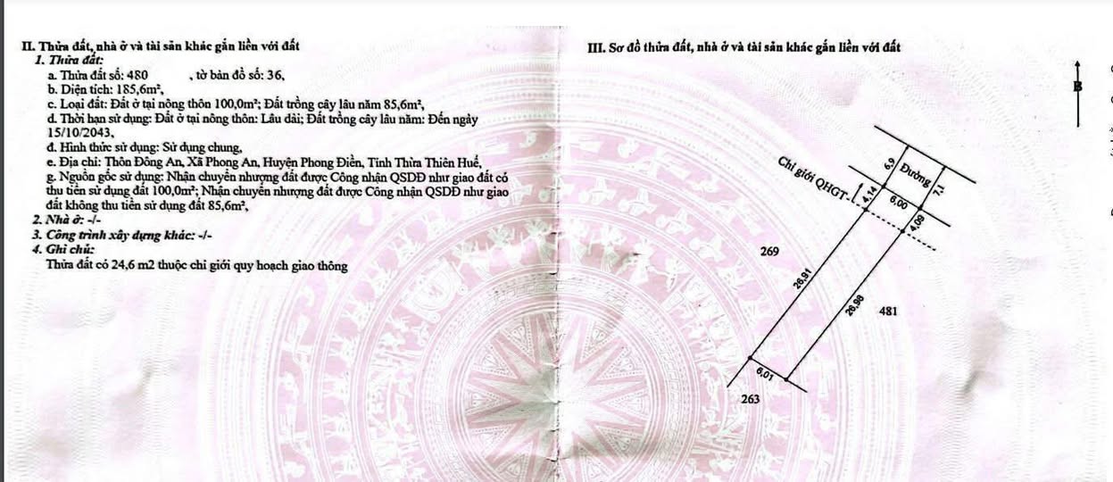 Đất nền Phong An, Phong Điền 185m² chỉ 500 triệu - Sổ hồng chính chủ