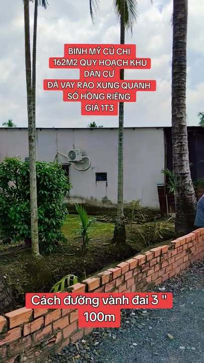 Đất nền Bình Mỹ, Củ Chi 162m² giá 1.3 tỷ - Sổ hồng riêng, vị trí thuận lợi!