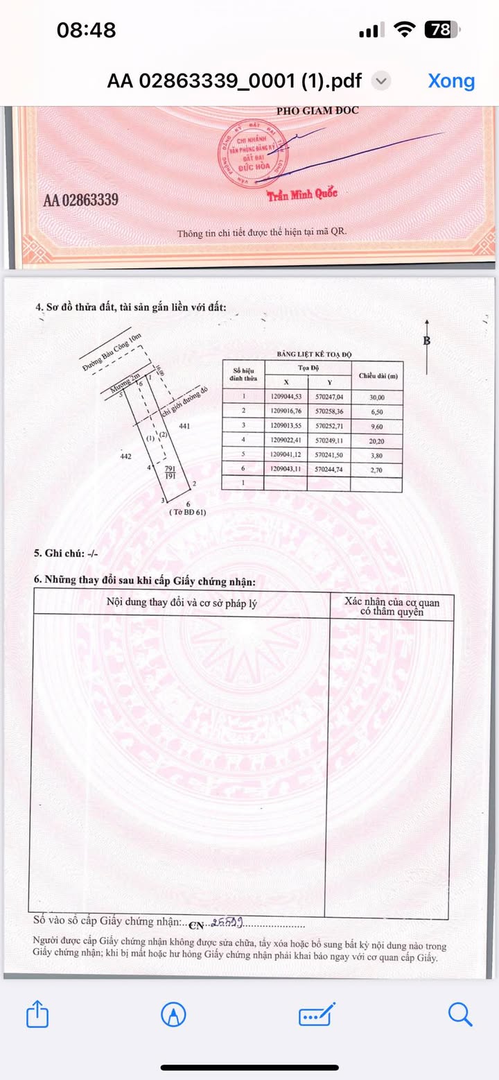 Đất thổ cư Hậu Nghĩa Long An 195m² - Mặt tiền Bàu Công, giá thỏa thuận!