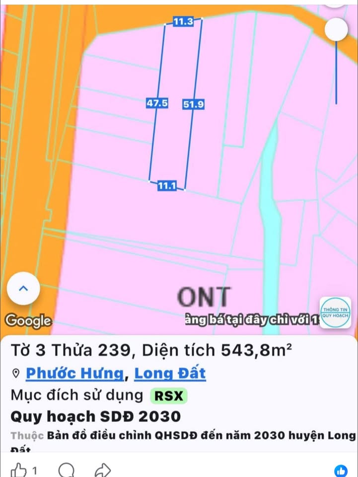 Đất nền Phước Hưng 543m² giá 2.5 tỷ - Đường bê tông, xe tải vào tận nơi!